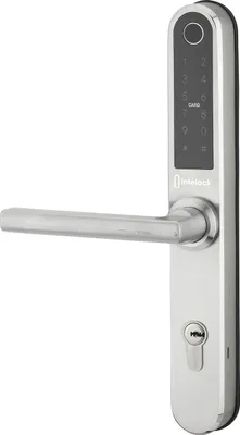 Image de Paire de poignées connectées Intelock Multi, pour porte d'entrée, entr'axes 72mm, argent - INTELOCK