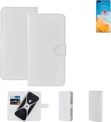 Produktbild von K-S-Trade Handy Hülle Schutz Hülle kompatibel mit Huawei P40 Pro Cover Case Bookstyle Bumper weiß 1x