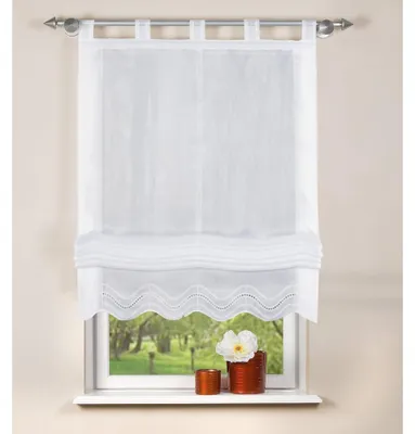 Faltrollo mit Schlaufen, Polyester, 140 x 80 cm, weiß