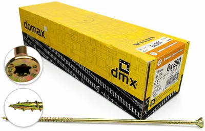 Produktbild von Holzbauschrauben Domax CS 6x280 mm Senkkopf TX 100 Stück Konstruktionsschrauben