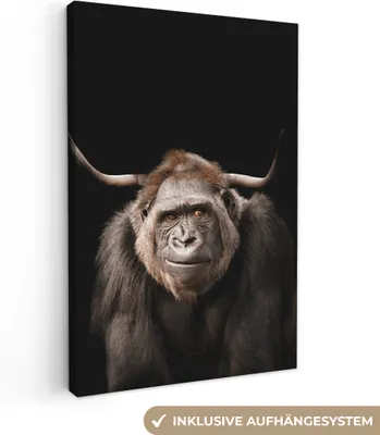 Obrázok produktu pre OneMillionCanvasses® - Plátno - 90x140 cm, Gorila - Čierna - Zviera, Nástenná dekorácia - Dekorácia na stenu - Spálňa