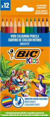 Zdjęcie produktu dla BIC Kids Kredki drewniane ołówkowe Smooth ECO 12szt