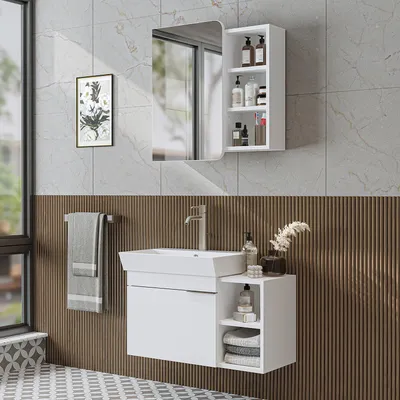 Produktbild von Roomart LYCIA-82 Badmöbel-Set 3-teilig 50 cm breit, Weiß