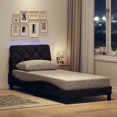 Immagine prodotto di Maison Exclusive - Struttura letto con LED, senza materasso, marrone scuro, 80x200 cm, tessuto