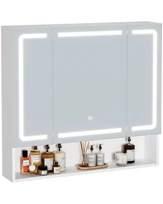 Produktbild von AODEMOKO Spiegelschrank Bad mit LED und Offene Fach, Weiß