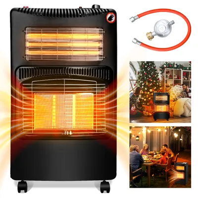 Image de TolleTour Chauffage à gaz céramique 4200 Watt avec 3 niveaux de chauffage, régulateur de pression & tuyau - Mobile, efficace & économe en énergie - Chauffe-gaz Poêle à gaz Chauffage radiant, gaz+électricité