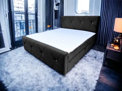 Produktbild von Boxspringbett MADRYT II 180 x 200 cm Amor Velvet 22 Schwarz Bett mit zwei Bettkästen und H2 Matratze,Komplett-Set mit Matratze und Topper