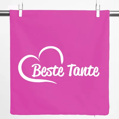 Produktbild von Huuraa Kissenbezug Beste Tante Herz 40x40cm Fuchsia Baumwolle Dekokissenbezug Geschenkidee