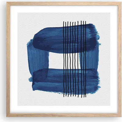Produktbild von Gerahmtes Poster - Rahmen in heller Eiche - Abstraktion Aquarell Blau - 50x50 cm - Wand Bild - Wanddeko - Wandbilder - Wandposter - Bilderrahmen - Bilder - Kunstdruck - Wandbild - P2NAC50x50-4223