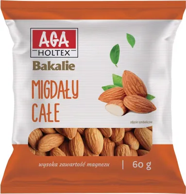 Productafbeelding van Aga Holtex, hele amandelen, 60 gram, gedroogd fruit