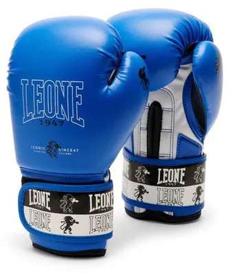 Image de Gants de boxe pour enfants ICONIC, bleus, Leone1947 – Assurez-vous un entraînement efficace et un style impeccable pour les jeunes combattants, taille 6oz