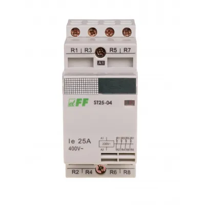 Obrázek produktu pro Modulární stykač 4 rozpínací kontakty, I=25A, napětí cívky U=230V AC, 2 moduly, ST25-04, F&F