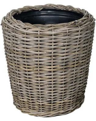 Image de beck ag, Paniers haut, Pot de fleurs en osier, Autoportant, Beige, Rond, Pour l'extérieur, 46 cm