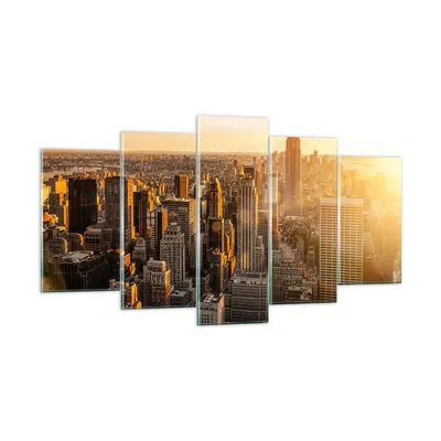 Produktbild von Bilder auf glas - New York Wolkenkratzer Manhattan - 160x85cm - Glasbilder - Wandbilder - Kunstdruck - zum Aufhängen bereit - Wanddekoration aus Glas - Glas Bilder - Wandbild auf Glas - GEA160x85-2672