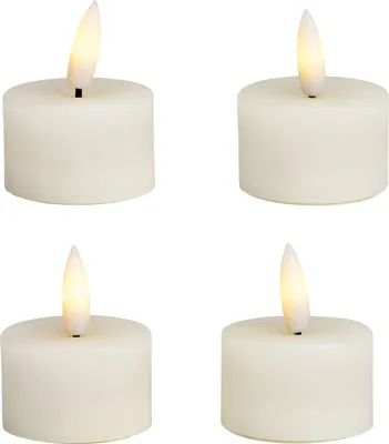 Produktbild von LED Teelichter 4er Set Echtwachs Teelicht-Kerzen flackernd weiß Ø 4,5 cm
