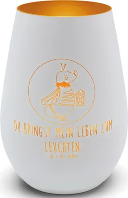 Produktbild von Mr. & Mrs. Panda Kerzenhalter Glühwürmchen - Weiß - Geschenk, windlicht mit gravur, Liebesspruch, Lieblingsmensch, Kerzenglas, Laterne, Lustige Sprüche, Liebe, Glas