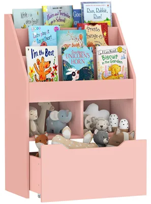 Productafbeelding van Kinderplank met lade, boekenkast met vakken, 60 x 29,9 x 90 cm, roze