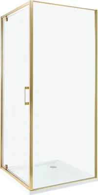 Produktbild von BELIANI Duschkabine Gold aus Sicherheitsglas Aluminium Rahmen verchromt mit Magnetschloss Einzeltür 80x80x185cm Dusche Modernes Elegantes Design