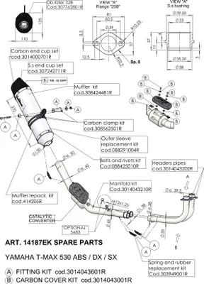 Immagine prodotto di Paracalore LeoVince ricambio scarico, carbonio per Yamaha T-Max 530