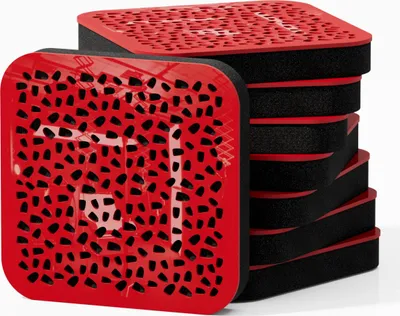 Produktbild von 8er-Pack - Mini-Schallabsorptions-Diffus-Akustikplatte | 23 x 23 cm | Farbe: (Roter Glanzkunststoff, ENRIA)
