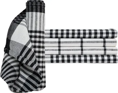 Produktbild von Geschirrtücher 50x70 cm im 4er Set aus 100% Baumwolle, Küchentücher Schwarz Weiß
