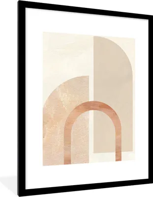Produktbild von MuchoWow® Gerahmtes Poster Formen - Beige - Abstrakt 60x80 cm - Poster mit Schwarzem Bilderrahmen Wandposter Rahmen Foto Bilder - Wohnzimmer - Dekorationen - Prämie
