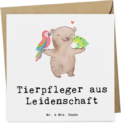 Produktbild von Mr. & Mrs. Panda Grußkarte Tierpfleger Leidenschaft - Weiß - Geschenk, faltkarte, doppelkarte, anlasskarte, Glückwunschkarte, Klappkarte