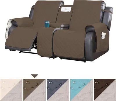 Produktbild von Sesselschoner 2 Sitzer Relaxsessel Universal Wasserdicht Reversibel Gesteppte Gepolsterter Sofaschutz Rutschfest Sesselauflage Sofaüberwurf, Taupe