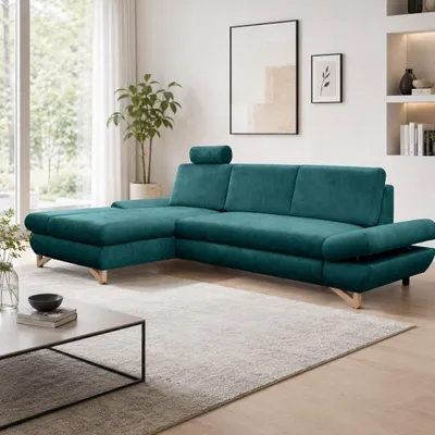 Produktbild von Ecksofa "LUCIA" mit Schlaffunktion und Bettkasten; Modernes Schlafsofa