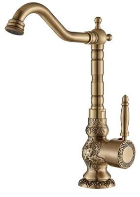 Produktbild von Waschtischarmatur Antik Messing Hoch 360° drehbar Einhebelmischer