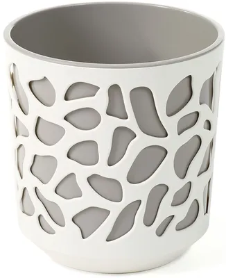 Obrázok produktu pre Obal na kvetináč DUET plastový béžovo-hnedo-šedý d14x15cm