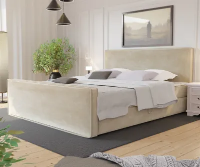 Produktbild von Boxspringbett Schlafzimmerbett CELES 180x200cm Stoff Monolith Beige