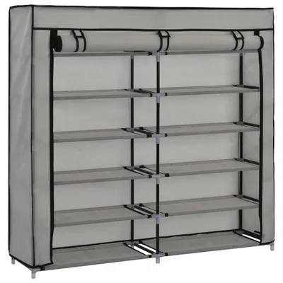 Produktbild von "Winterschlussverkauf "Schuhschrank/Flurschuhregal Skandinavisch - Schuhkommode - mit Abdeckung Grau 115x28x110 cm Stoff NeuMöbel 2206795
