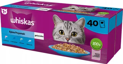 Produktbild von Whiskas Katzenfutter Nassfutter Adult 1+ Fisch-Auswahl in Gelee 40x85g Portionsbeutel Multipack
