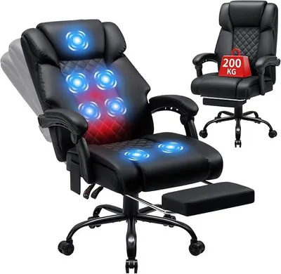 Imagen del producto de Silla de oficina ergonómica con función de masaje y calefacción, color