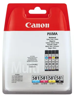 Produktbild von Canon CLI-581 C/M/Y/BK Multipack, Schwarz, Cyan, Magenta, Gelb, 4 Stück(e), Multipack