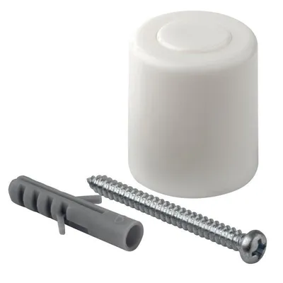 Obrázek produktu pro Walteco Dveřní zarážka, průměr 26x31mm, plast, k našroubování, bílá Množství: 2 ks