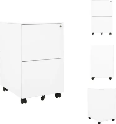 Immagine prodotto di vidaXL Armadio per archiviazione con rotelle bianco 39x45x67 cm in acciaio - Armadi per archiviazione
