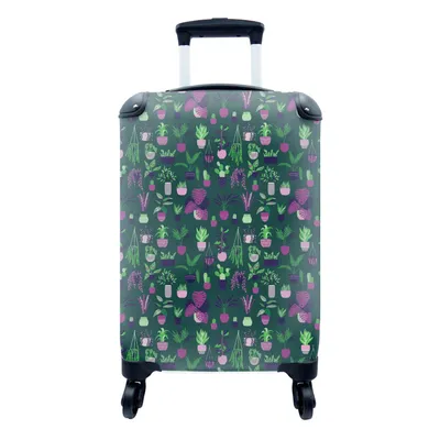 Produktbild von MuchoWow® Koffer Handgepäck Trolley Rollkoffer Kleine Reisekoffer mit 4 Rollen - Pflanzen - Muster - Kaktus - Cabin Size < 55x40x23 cm & 55x40x20 cm - Fotokoffer - Kabinenkoffer - Boardgepäck - Reise-Box - Reisekoffer - Reisegepäck - Koffer mit Bild - Trolley für Kinder