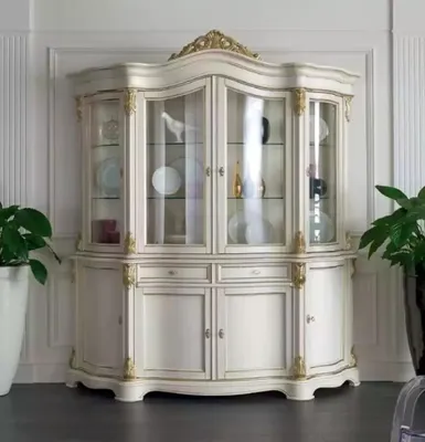 Produktbild von Vitrine Italienische Luxus Möbel Vitrinen Anrichte Schrank Glas Design