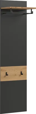 Produktbild von Garderobenpaneel >Canu< in Basalt Grau / Artisan - 165x45x29cm (BxHxT)