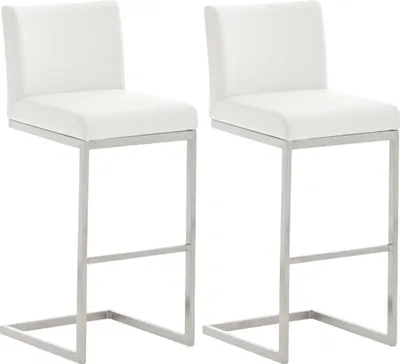 Produktbild von CLP 2er Set Barhocker Paros mit Kunstlederbezug Edelstahl Fußablage bis 240 kg weiß