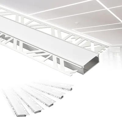 Produktbild von HEXIM LED Trockenbauprofil Alu Unterputzprofil LED Profil (40 Meter / 20 Profile) inkl. Abdeckung opal Trockenbauleiste Einbauprofil Schiene Decke Wand (ALED-3, Leuchtbreite 30mm)