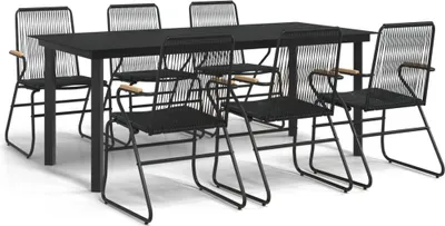 Image de vidaXL Ensemble de jardin 7 pièces noir rotin PVC