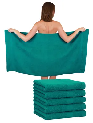 Produktbild von Betz 6 Stück Duschtücher 70 x 140 cm PREMIUM 100% Baumwolle Liegetuch Strandtuch   Farbe: smaragdgrün