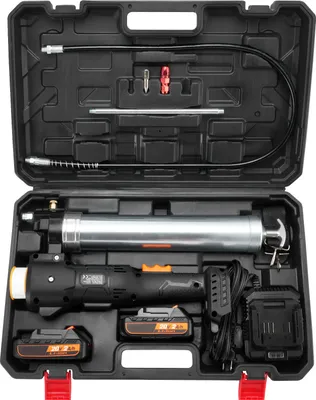 Obrázek produktu pro SucceBuy akumulátorová mazací pistole, 20 V, 10 000 PSI, 39palcová hadice, elektrická vysokotlaká mazací pistole s baterií, nabíječkou a brašnou - černá