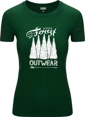 Produktbild von Diarbo Damen T-Shirt mit Naturliebhaber Druck Winterwald Dunkelgrün Gr.L