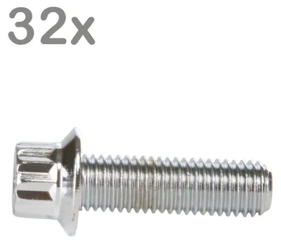 Imagen del producto de 32 tornillos para llantas M7x24, de acero cromado, para llantas BBS Rial Schmidt O.Z. Dynatech Carline