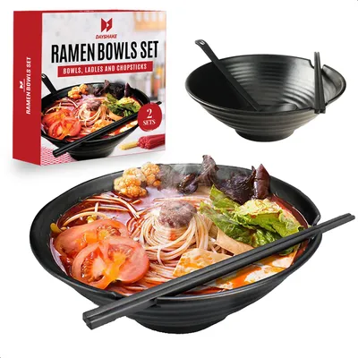 Produktbild von Dayshake Nudelschüssel-Set – 2 Sets – Nudeln Ramen-Geschirr – Nudelschüssel – Japanische Ramen-Schüssel