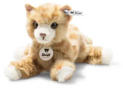 Image de Steiff Mimmi chat 24 rouge bringé couché 099229